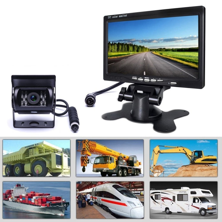 F0505 Monitor per specchietto retrovisore con telecamera di backup per auto HD da 7 pollici con 18 LED IR, con cavo da 10 m, Single Camera