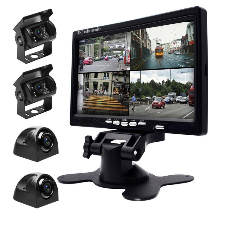 K0164 Monitor per retromarcia con quattro telecamere per visione notturna a infrarossi per auto HD da 7 pollici, K0164