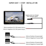 K0232 7 pollici 140 gradi grandangolare HD Car Rear View Backup Doppia fotocamera Monitor retrovisore Schermo diviso, K0232