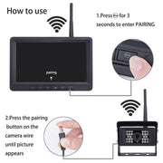 K0232 7 pollici 140 gradi grandangolare HD Car Rear View Backup Doppia fotocamera Monitor retrovisore Schermo diviso, K0232