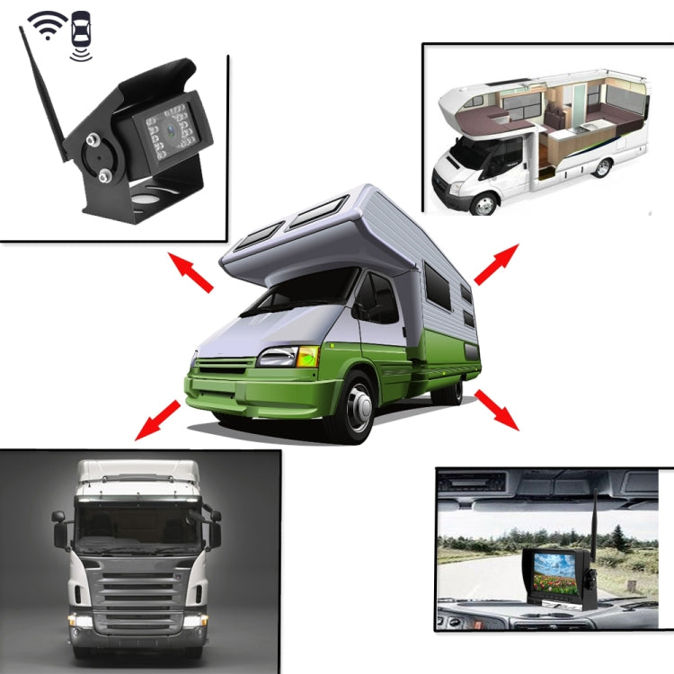 K0232 7 pollici 140 gradi grandangolare HD Car Rear View Backup Doppia fotocamera Monitor retrovisore Schermo diviso, K0232
