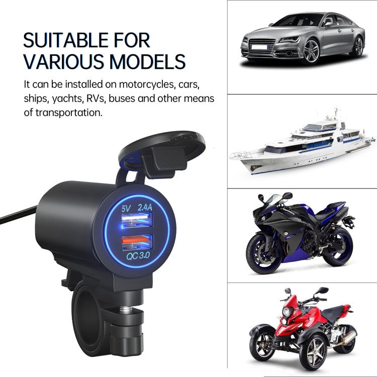 ZH-723F5 Caricatore per auto doppio USB a ricarica rapida per telefono cellulare QC3.0 per auto/moto
