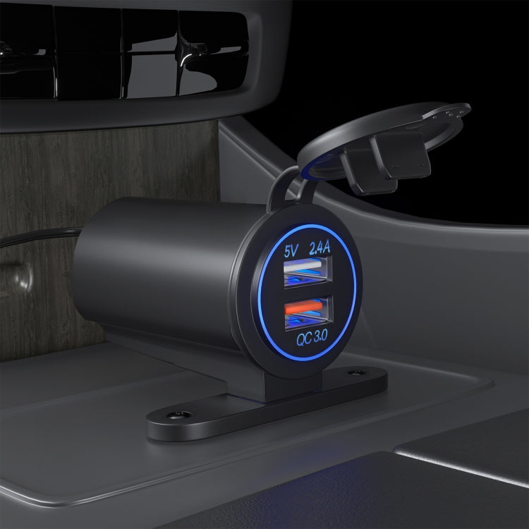 ZH-723F5 Caricatore per auto doppio USB a ricarica rapida per telefono cellulare QC3.0 per auto/moto