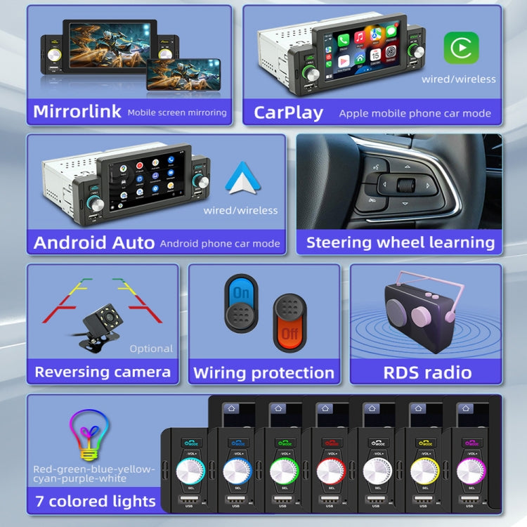 M160W 5 pollici Car Wireless MP5 Player Support Phone Mirror Link / Controllo del volante, M160W