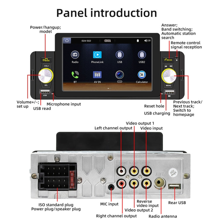 M160W 5 pollici Car Wireless MP5 Player Support Phone Mirror Link / Controllo del volante, M160W
