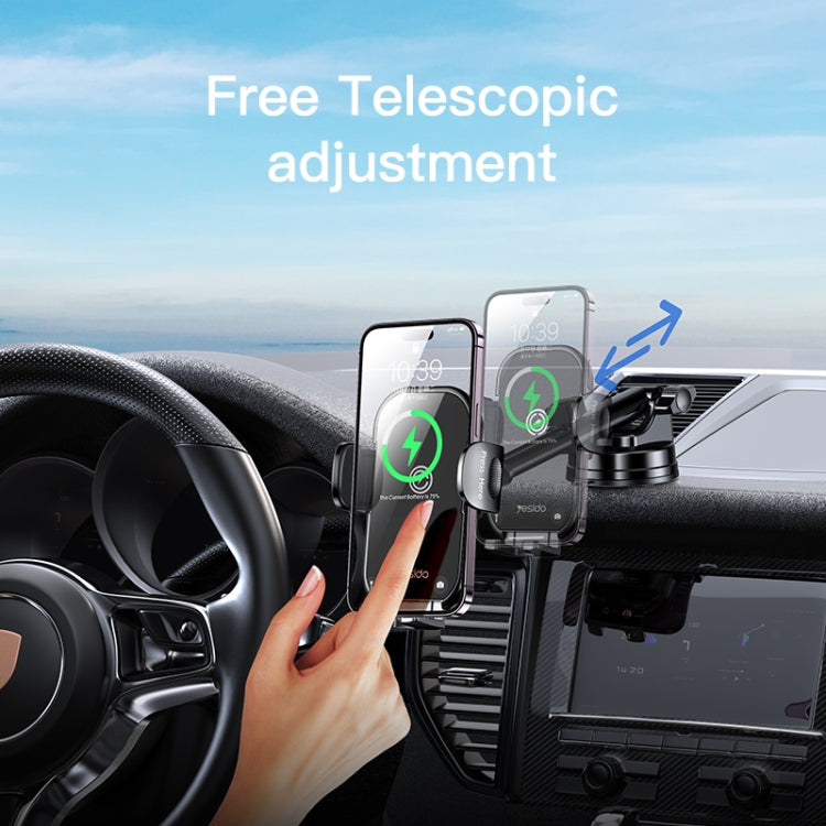Yesido C197 15W 2 in 1 Set di supporti per auto con ricarica wireless a ventosa, C197