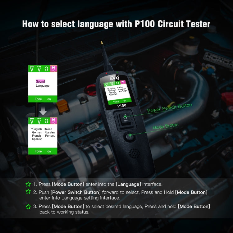 Strumento diagnostico analizzatore intelligente di circuiti per auto TopDiag P100, lunghezza cavo: 2 m, TopDiag P100 2m