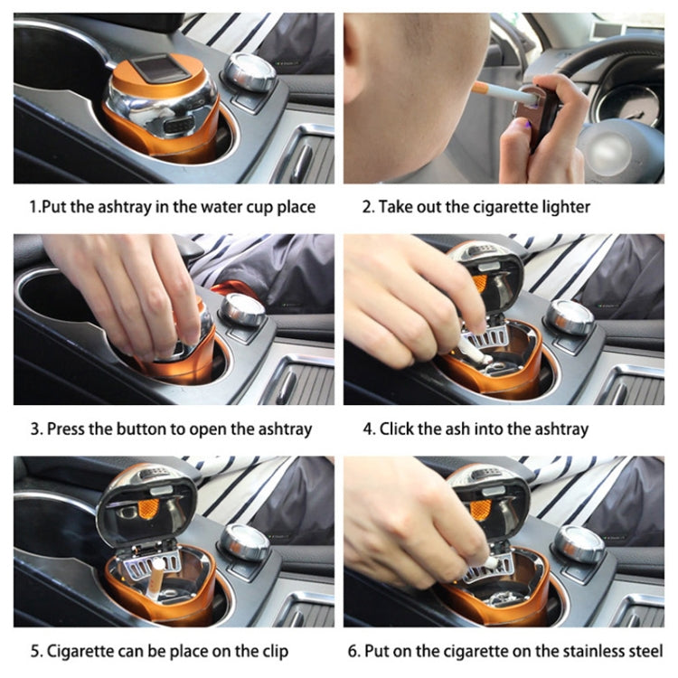 N12E Posacenere creativo per auto ad energia solare con luce e coperchio con accendisigari