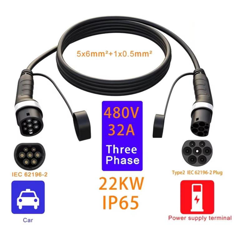 Feyree 480V 32A 3 Phase Home New Energy Veicolo elettrico Tipo 2 Cavo adattatore per prolunga di ricarica, 480V 32A