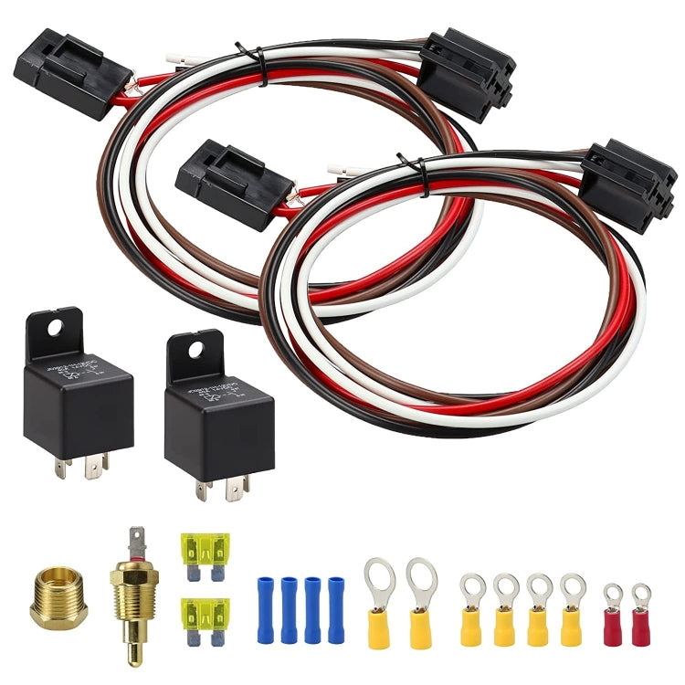 Auto 12V 40A 175-185 Gradi Termostato Doppio Elettrico Ventola di Raffreddamento Cablaggio Kit Sensore Relè, Electric Cooling Fan Wiring Relay