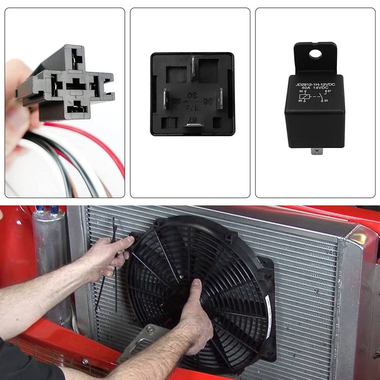 Auto 12V 40A 175-185 Gradi Termostato Doppio Elettrico Ventola di Raffreddamento Cablaggio Kit Sensore Relè, Electric Cooling Fan Wiring Relay