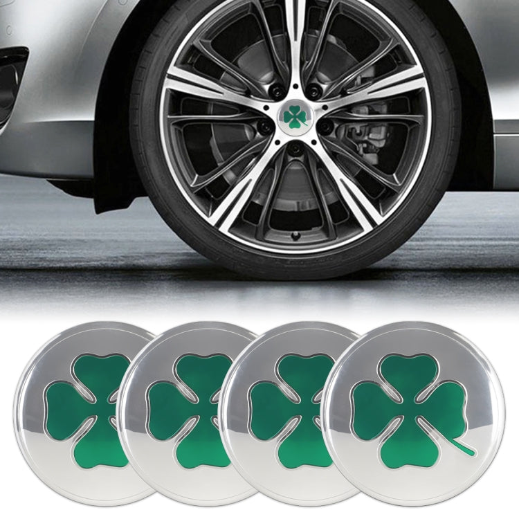 Adesivo decorativo per mozzo ruota modello quadrifoglio auto 4 in 1 argento, diametro: 5,8 cm, Four Leaf Clover Pattern Silver