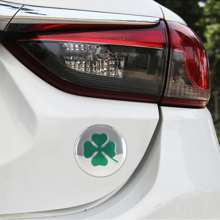 Adesivo decorativo per mozzo ruota modello quadrifoglio auto 4 in 1 argento, diametro: 5,8 cm, Four Leaf Clover Pattern Silver