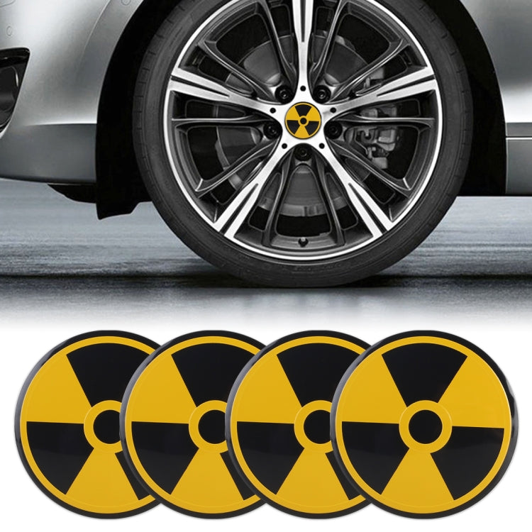 Adesivo decorativo per mozzo ruota auto 4 in 1, diametro: 5,8 cm, Black + Yellow