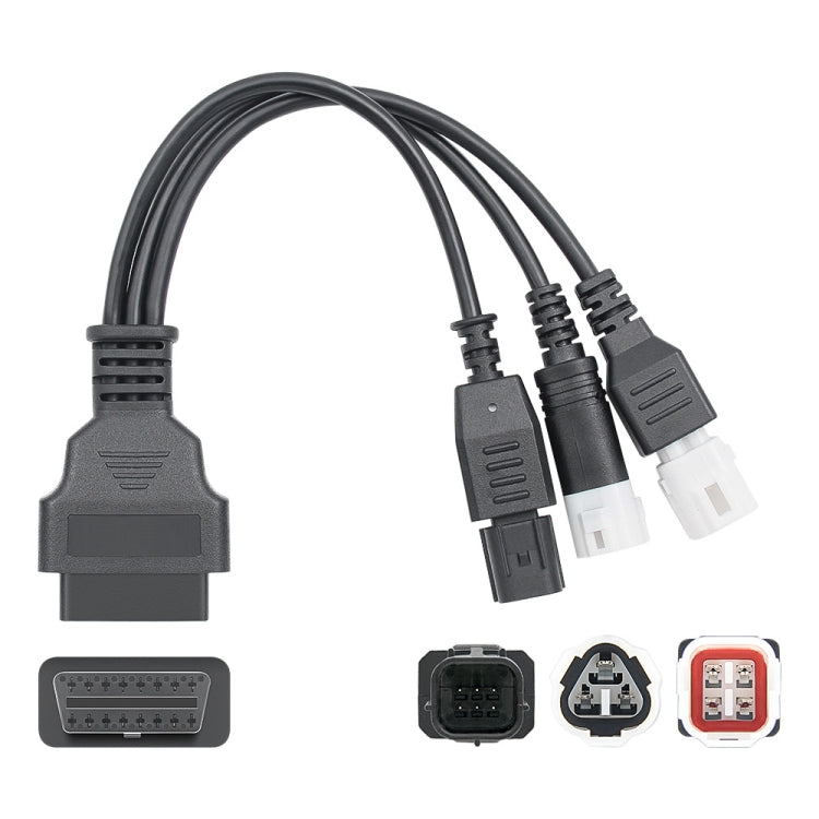 Cavo adattatore OBD II 3 pin + 4 pin + 6 pin a 16 pin per moto per Honda / Yamaha, For Honda / Yamaha (Black)