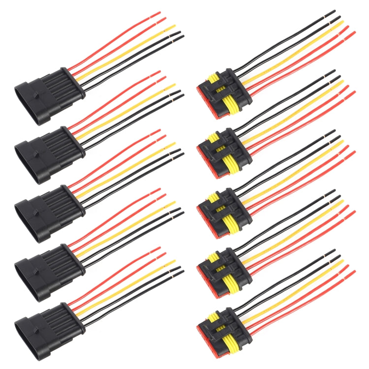 10 pezzi 4P Connettore per auto con spina impermeabile per auto, lunghezza: 10 cm, 5P