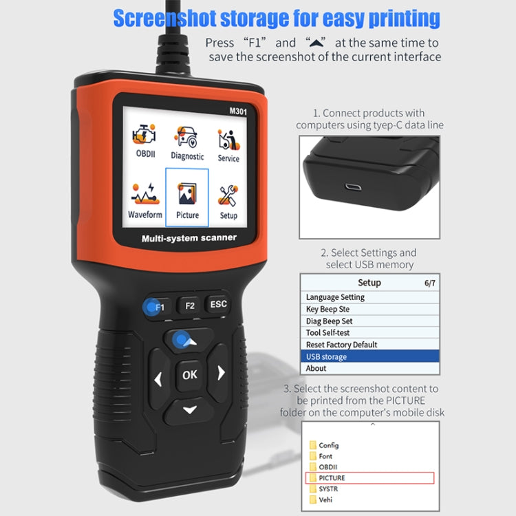 M301 9-18V OBD2 Lettore di codici per auto Scanner Rilevatore di guasti