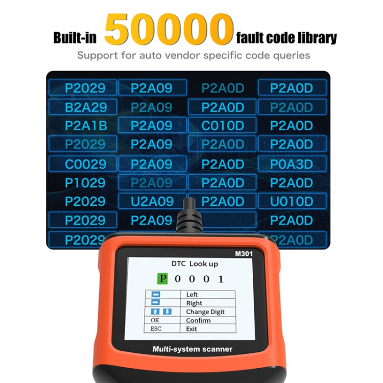 M301 9-18V OBD2 Lettore di codici per auto Scanner Rilevatore di guasti