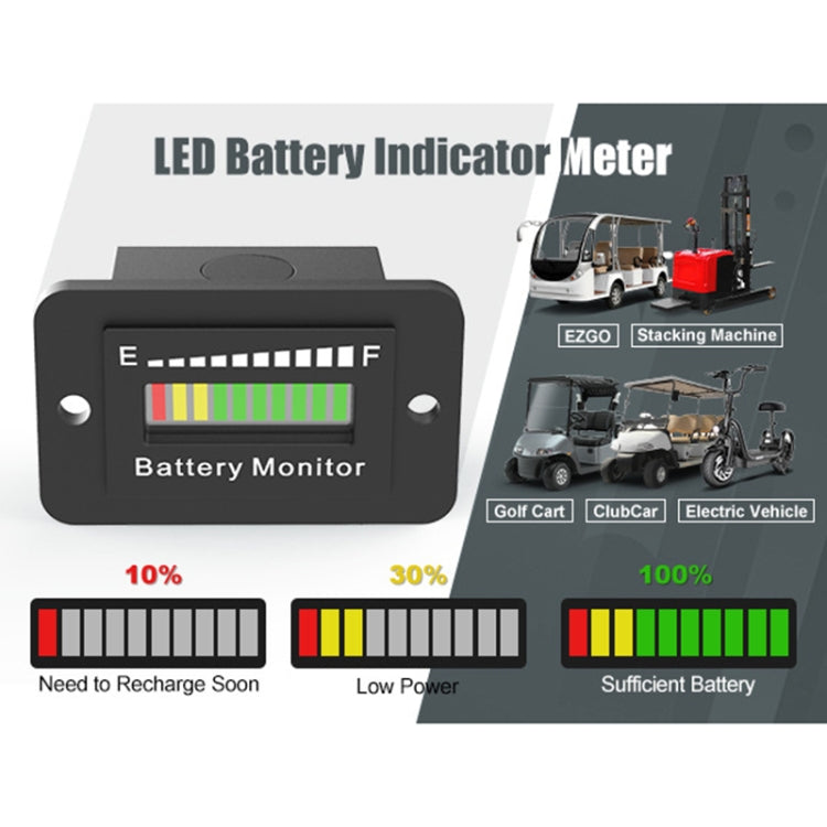 BM210 Veicoli elettrici/carrelli da golf Indicatore di batteria a LED Tensione regolabile 12V-72V, BM210