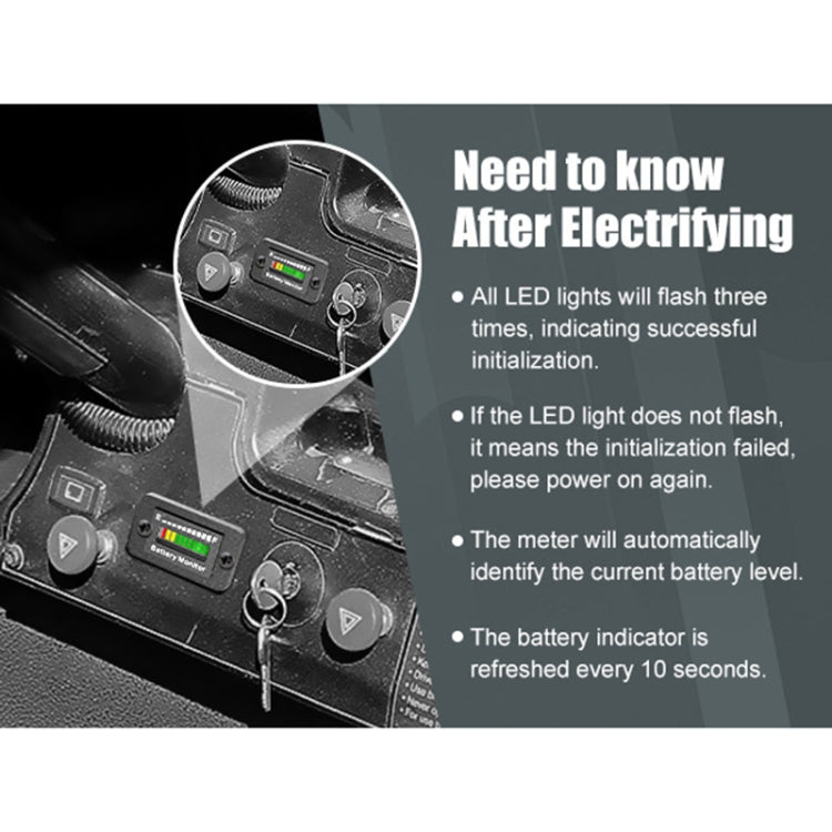 BM210 Veicoli elettrici/carrelli da golf Indicatore di batteria a LED Tensione regolabile 12V-72V, BM210