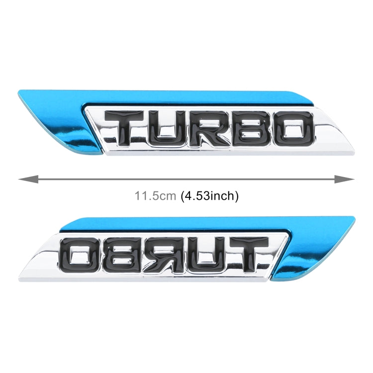 1 paio di adesivi decorativi personalizzati in lega di alluminio per auto Turbo, dimensioni: 11,5 x 2,5 x 0,5 cm, Turbo