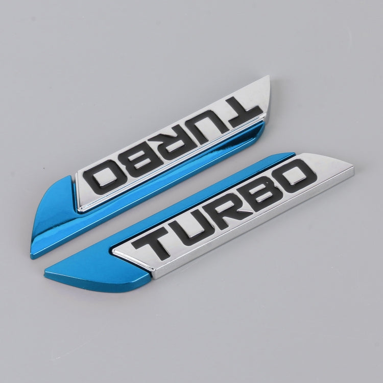 1 paio di adesivi decorativi personalizzati in lega di alluminio per auto Turbo, dimensioni: 11,5 x 2,5 x 0,5 cm, Turbo