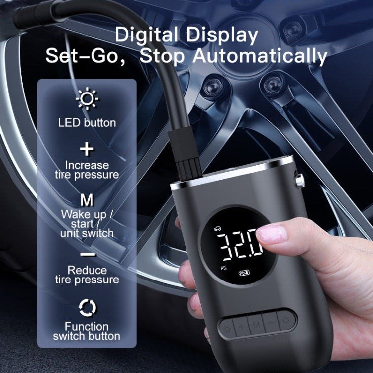 Mini pompa di gonfiaggio per pneumatici con display digitale wireless portatile per auto, Digital Display