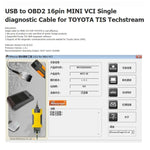 Cavo diagnostico singolo USB-OBD2 a 16 pin MINI VCI FT232RL per Toyota TIS Techstream, FT232RL