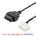 Per Tesla Model X / S 2012-2015 Cavo adattatore OBDII a 12 pin, OBDII to 12 Pin