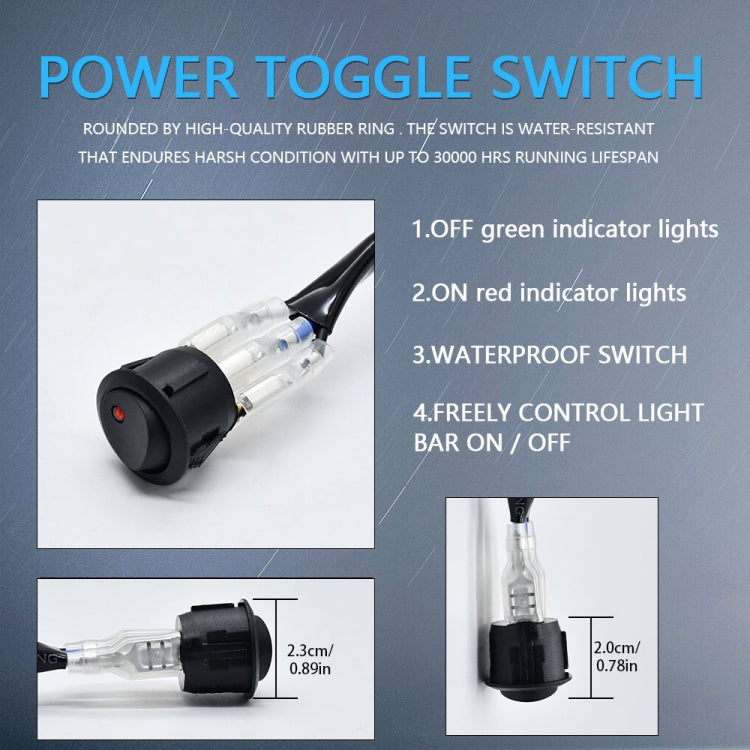 D0034 Cablaggio per luce interruttore impermeabile rotondo per fuoristrada da 300 W, D0034