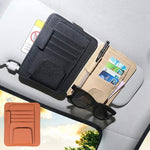 Porta occhiali multifunzionale con motivo litchi per auto, porta banconote per visiera parasole, Glasses Holder