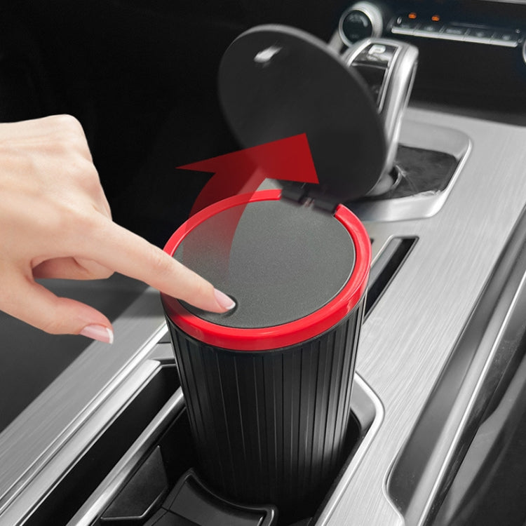 DM-143 Scatola portaoggetti per bracciolo per auto, pattumiera rotonda per auto con coperchio
