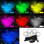 Luce d'atmosfera LED colorata per auto 4 in 1 USB RGB Foot, Colorful