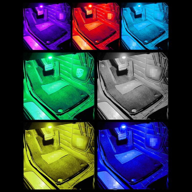 Luce d'atmosfera LED colorata per auto 4 in 1 USB RGB Foot, Colorful
