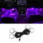 Luce d'atmosfera LED RGB per auto 4 in 1 USB, Ice Blue Light, Pink Light, White Light