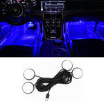 Luce d'atmosfera LED RGB per auto 4 in 1 USB, Ice Blue Light, Pink Light, White Light
