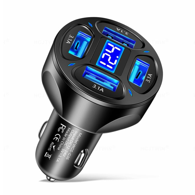Caricabatteria da auto con display digitale WGS-G36 3.1A 4 in 1 con voltmetro, WGS-G36