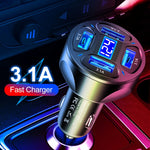 Caricabatteria da auto con display digitale WGS-G36 3.1A 4 in 1 con voltmetro, WGS-G36
