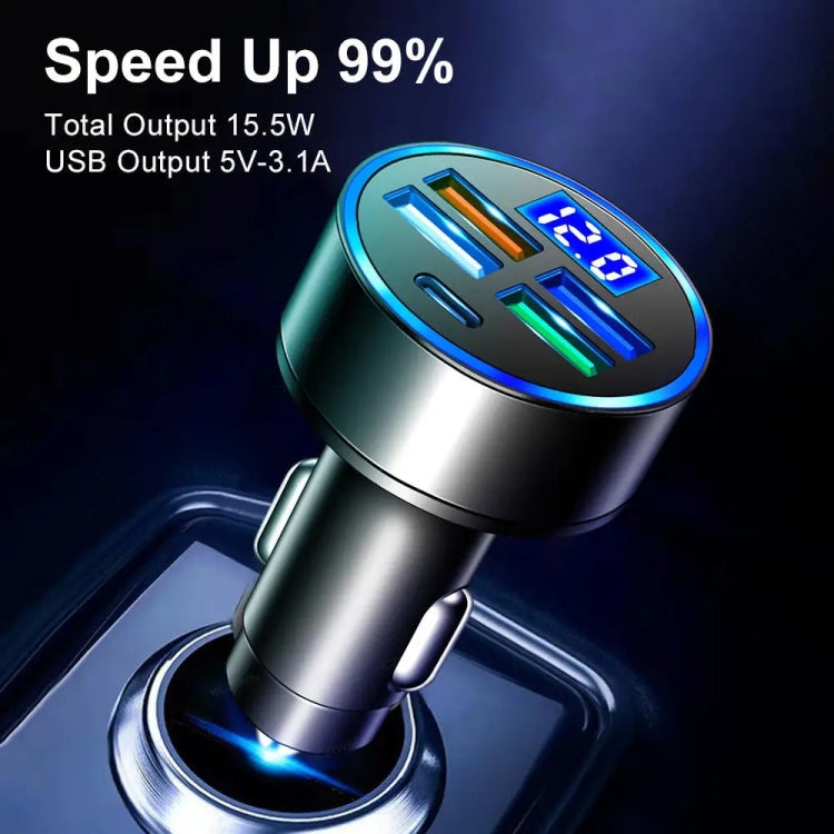 Caricabatteria da auto con display digitale 5 in 1 da 3,1 A e voltmetro, SKU-04-4