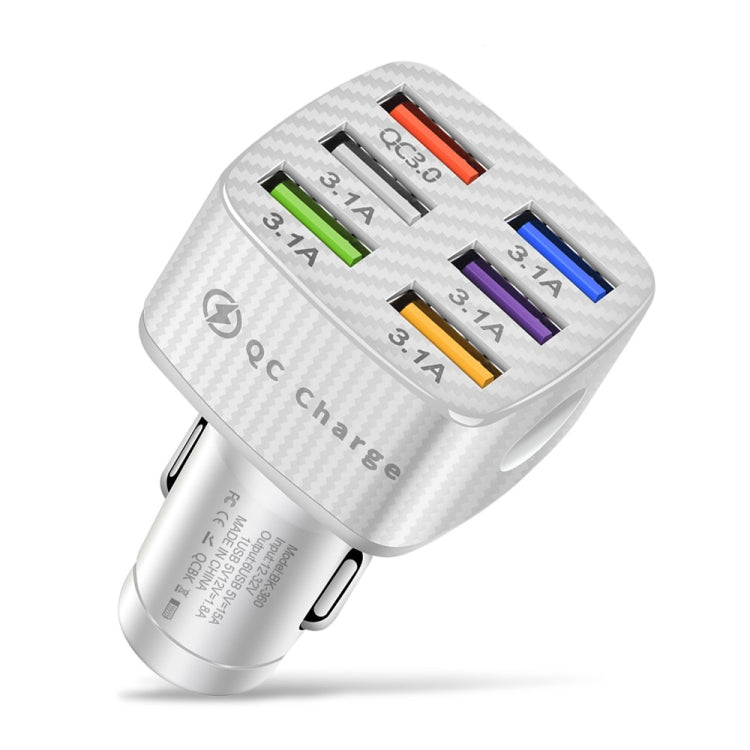 Caricabatteria da auto luminescente USB BK-360 6 in 1 QC3.0+3.1A, BK-360