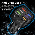 Caricabatteria da auto luminescente USB BK-360 6 in 1 QC3.0+3.1A, BK-360