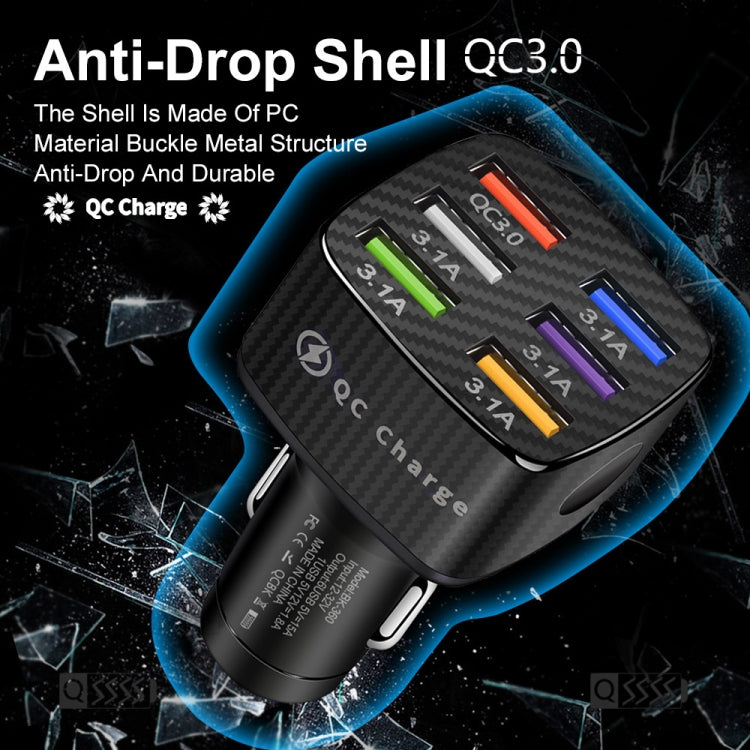 Caricabatteria da auto luminescente USB BK-360 6 in 1 QC3.0+3.1A, BK-360
