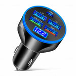 WGS-G37 Caricatore per auto a ricarica super veloce con display digitale 5 in 1 con voltmetro, WGS-G37