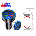 WGS-G37 Caricatore per auto a ricarica super veloce con display digitale 5 in 1 con voltmetro, WGS-G37