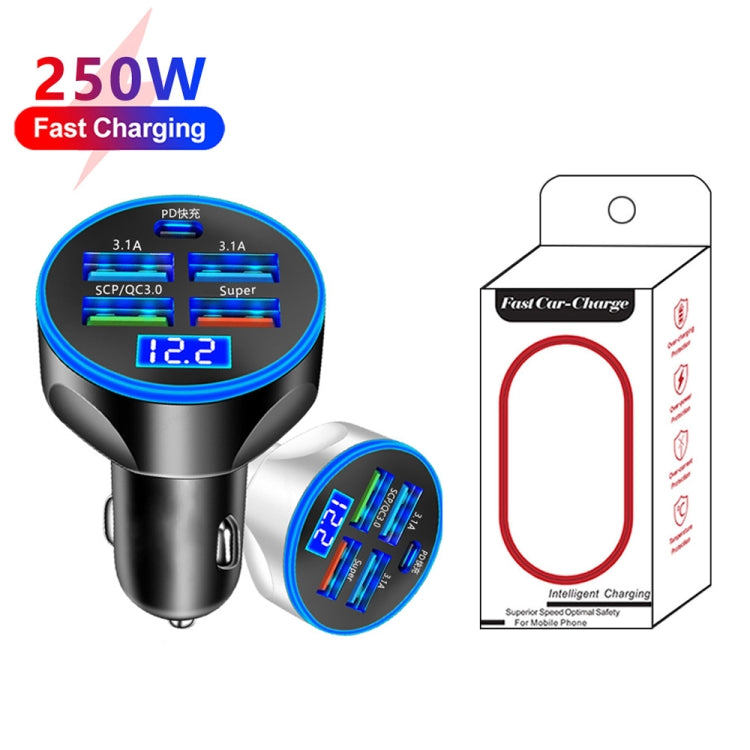 WGS-G37 Caricatore per auto a ricarica super veloce con display digitale 5 in 1 con voltmetro, WGS-G37