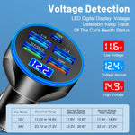 WGS-G37 Caricatore per auto a ricarica super veloce con display digitale 5 in 1 con voltmetro, WGS-G37