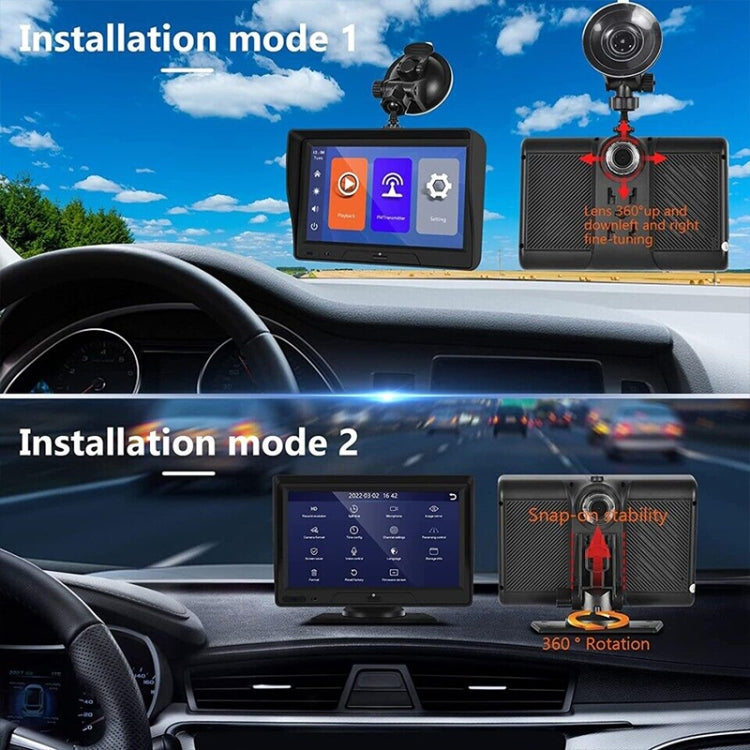 P702D Navigatore per auto wireless con display touch portatile da 7 pollici Registratore di guida intelligente a doppia lente, P702D