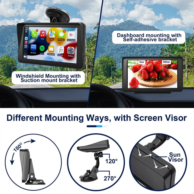 P701S Navigatore per auto wireless con display touch portatile da 7 pollici Smart CarPlay Bluetooth Immagine di retromarcia, P701S