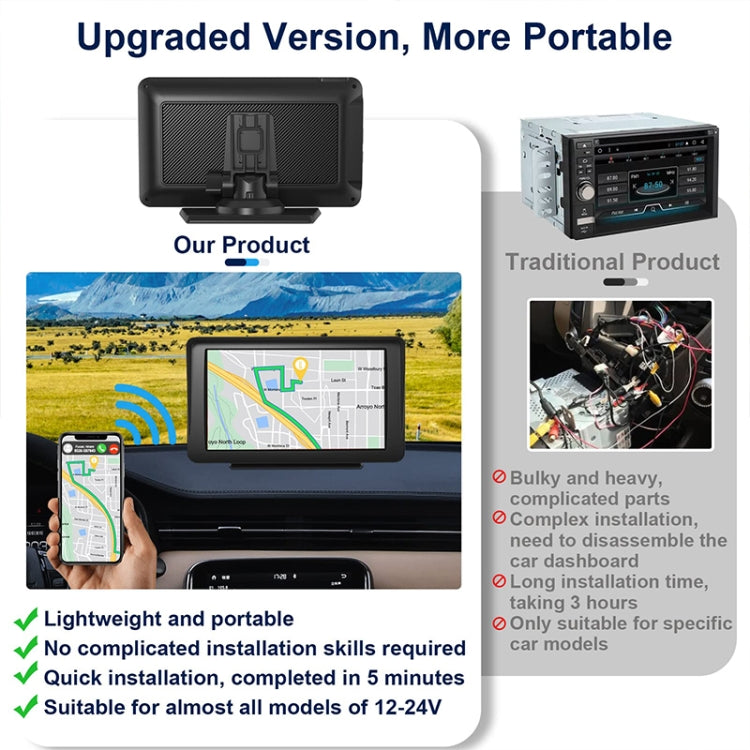 P701S Navigatore per auto wireless con display touch portatile da 7 pollici Smart CarPlay Bluetooth Immagine di retromarcia, P701S