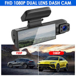 Registratore di guida con doppia lente anteriore e interna per visione notturna HD 1080P da 3,16 pollici, Front and Inside Dual Lenses